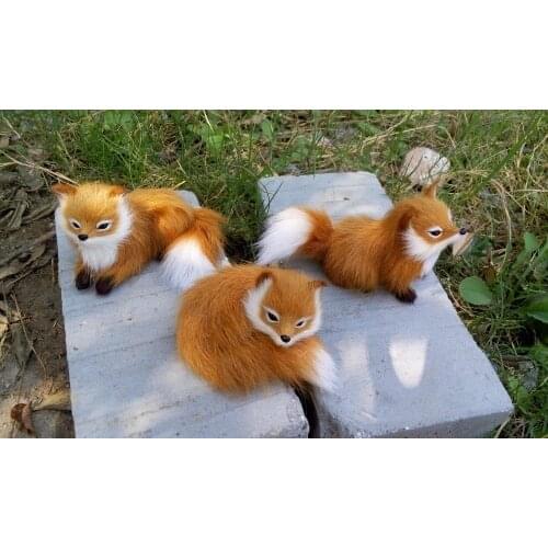 1pc Simulation Brown Fox Toy Furs Squatting Fox Model Home Decoration Animals World with Static Action Figures Toys Gift for Kid