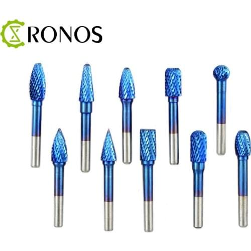 1pcs Carbide Rotary File with Nano Blue Coated Double Groove Single Shell for CNC Engraver Machine Power Tools Accessoriess