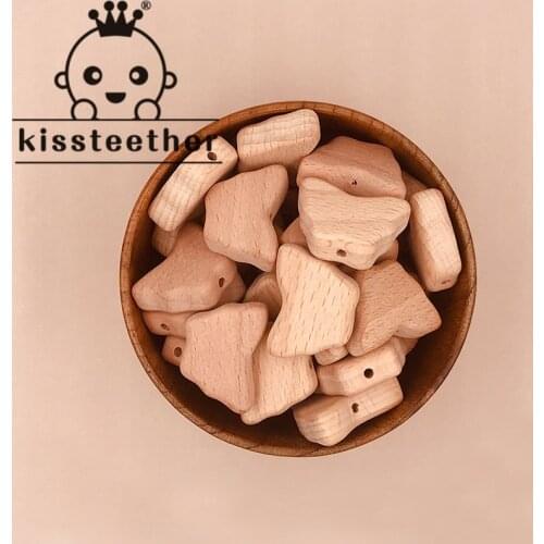 Kissteether Animal Beads 10pcs Food Grade Wood Bead Beech Wooden Clouds DIY Teething Nursing Mom Necklace jewelry Making Teether