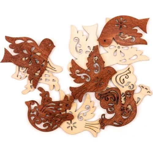 Cute Pigeon Pattern Wooden Scrapbooking Paitning Craft Handmade DIY Accessory Home Decoration DIY 44-50mm 10pcs MZ210