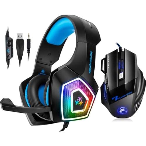 2020 Headset Stereo Over Ear Bass Heaphone With Mic 7 LED Light for Xbox One PS4 PC 7 Buttons 5500DPI Gaming Mouse Game Mice