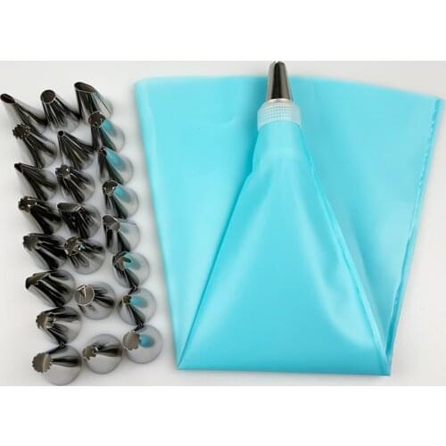 26 Pcs/Set Silicone Icing Piping Cream Pastry Bag +24PCS Stainless Steel Nozzle Pastry Tips Converter DIY Cake Decorating Tools