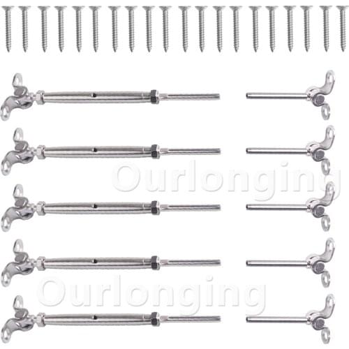 316 Stainless Steel Cable Railing Kits Adjustable Swage Stud Tensioners And Screw Fit Wire Rope For Stairs Posts Deck Railings