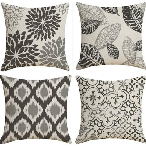 4 PCS Impressionist Pattern Pillowcase Linen Pillow Cover Home Decor Square Cushion Cover Printing Pillow Case