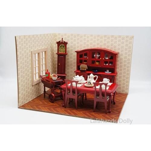 56pcs/1set DIY Dollhouse Miniature Deluxe European-style Dining Room Model Decoration for The Dollhouse Furniture Accessories