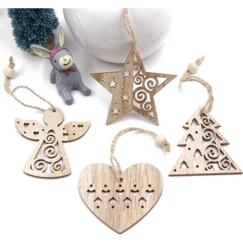 6PCs DIY Wooden Christmas Tree Toys Articles For Chirstmas Hanging Ornaments Xmas Decor For Home Party Wedding New Year Noel