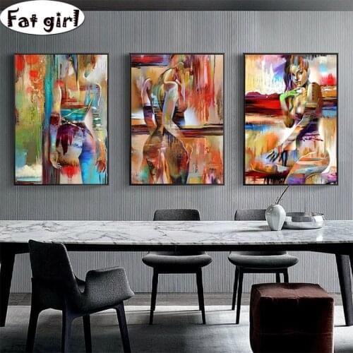 Abstract art painted sexy beauty illustration DIY Diamond Painting full square drill Cross Stitch rhinestones embroidery decor