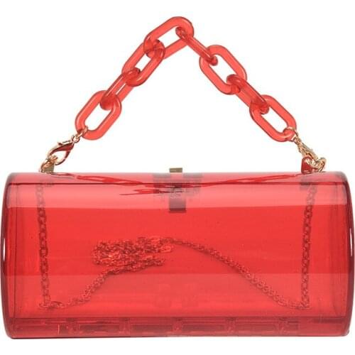 Acrylic Cylindrical Ladies Handbag Fashion Color Chain Shoulder Bag Female Party Dinner Clutch Mini Crossbody Bag Women Purses