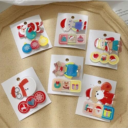 Acrylic Christmas Santa Claus Snowman Hairpin Hair Clips Duckbill Clip Hair Barrette Accessories