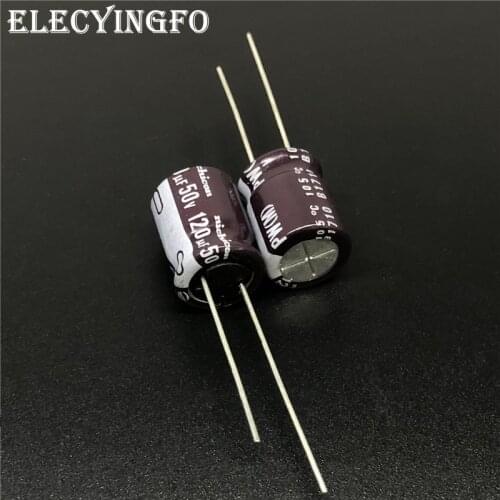 10pcs/100pcs 120uF 50V NICHICON PW Series 10x12.5mm Low Impedance Long Life 50V120uF Aluminum Electrolytic capacitor