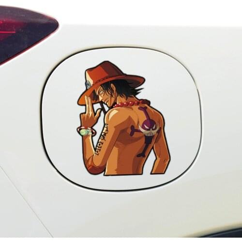 Car Stickers ONE PIECE Portgas D Ace Funny Creative Decals For Fuel Tank Cap Waterproof Auto Tuning Styling 14x12cm D15