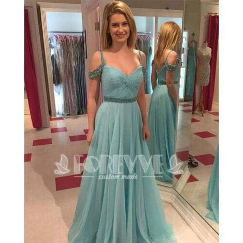 Noble Mint Green Crystal Long Prom Dress 2019 Spaghetti Strap A-Line Formal Evening Party Dresses Vestido Do Festa Kaftan Abiye