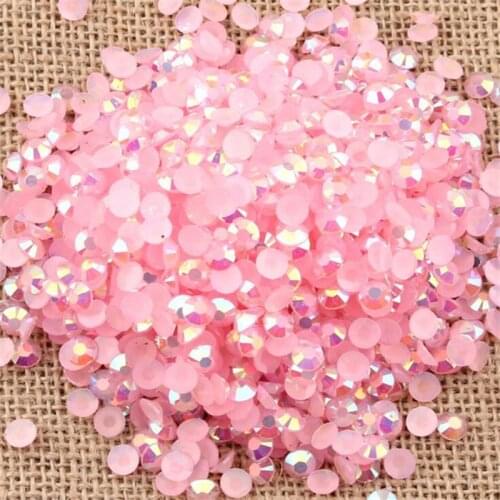 2MM 3MM 4MM 5MM 6MM Bling Pink Jelly AB Color Non HotFix Resin Rhinestones Flatback Stone no Glue for Nail Arts Decoration