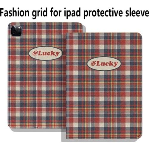For Ipad 10.2 9.7 Pro 11 12 9 Mini 4 5 Air 4 3 Case 2020 Retro Lucky Lattice with Pen Slot Protective shell