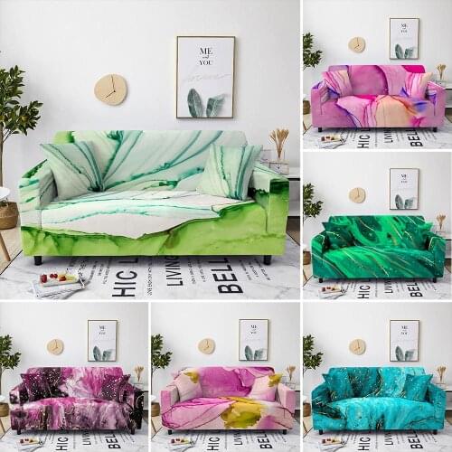 Marble Pattern Elastic Sofa Cover Corners Slipcover For Living Room Sectional L Shape Sofa Bed Stretch Couch Cover 1-4 Seater