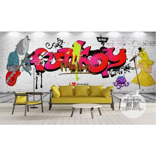 Custom photo mural on the wall 3d wallpaper Rock graffiti color brick wall home decor living room wallpapers for walls 3 d