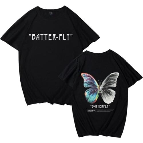 Candy Color Cotton letter T-shirt BATTER-FLY Harajuku summer 2021 female fashion short-sleeved casual retro top tee cheap cloth