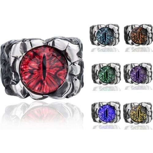 Mens Womens The devils eye Retro Stainless Steel Biker Ring Jewelry Gift Halloween Party Props Size 8-13