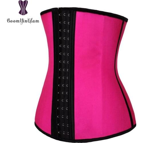 3 hooks waist cincher shaper 4 steel boned corset body shapewear girdle belt latex waist trainer for women 2839