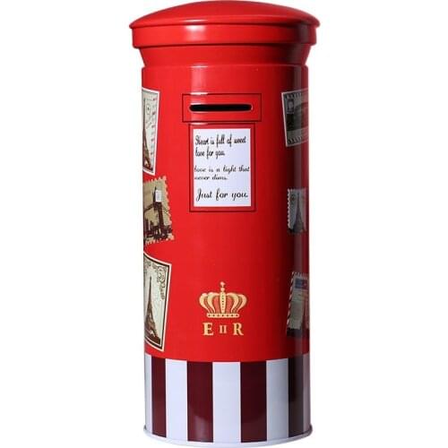 Creative Red Mailbox Money Boxes Saving Pot Girl Cartoon Childrens Piggy Bank for Paper Money cash coin box spaarpot gift FP084