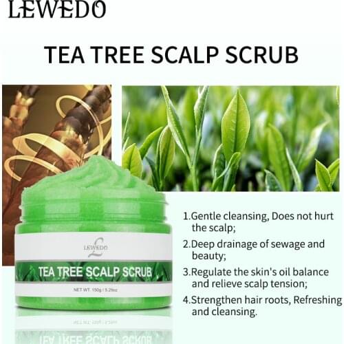 LEWEDO Head Scalp Massage Scrub Shampoo Hair Washing Exfoliating Creams Shower Bathing SPA Tea Tree Scrubs Creams Hair Care 150g