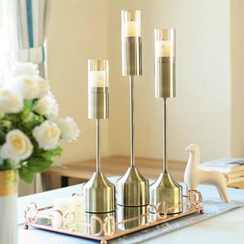 Metal Luxury Candle Holders Glass Elegant Simple Wedding Table Centerpieces Candle Holders Centro De Mesa Gold Home Decor BS60CH