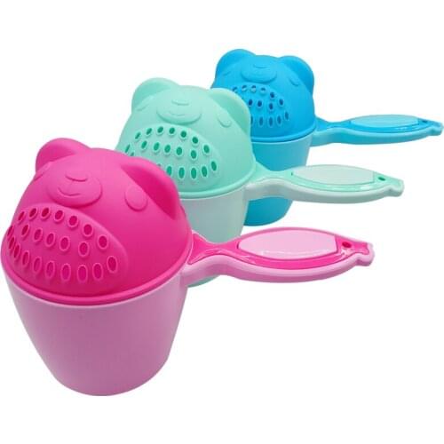 Cute Cartoon Baby Bath Caps Toddle Shampoo Cup Children Bathing Bailer Baby Shower Spoons Child Washing Hair Cup Kids Bath Tool