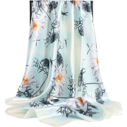 NEW Silk Scarf Women Fashion Paisley Pattern Designer Beautiful Flowers Foulard Soft Satin Shawl Scarfs Kerchief 90*90cm Square