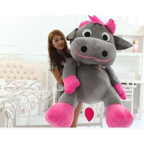 Huge 130cm creative cartoon gray cow plush toy dairy cow soft hugging pillow,surprised birthday gift h2986