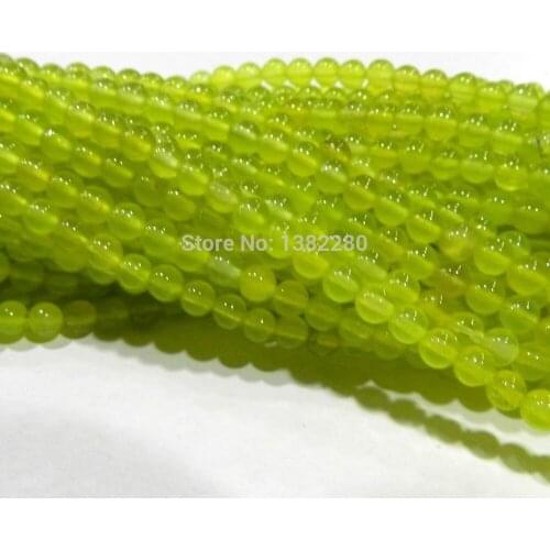 ! Wholesale 4mm Green Peridot chalcedony Round Loose Beads 15" 2 pcs/lot fashion jewelry JT6080