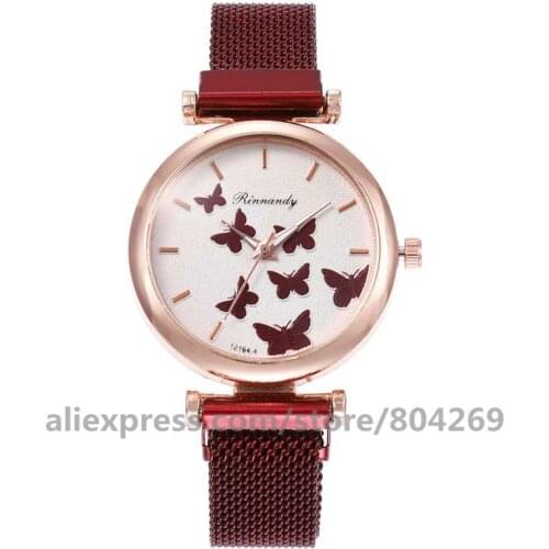 Wholesale Magnetic Lady Watches Quartz Wristwatch Fashion Rose Gold Rhinestone Wrist Watch Women Hot Sale Watches