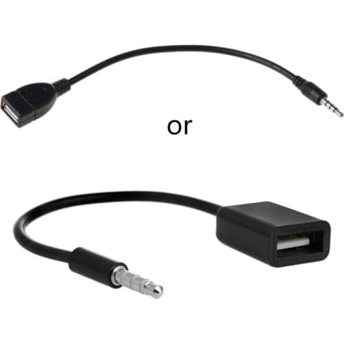 P82F 3.5mm Male AUX Audio Plug Jack To USB 2.0 Female Converter Cable Cord Fr Car MP3