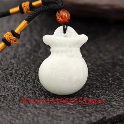 Gifts Carved Jade Jewelry Charm for Bag Pendant Necklace White Chinese Double-sided Amulet Accessories Fashion Blessing Natural