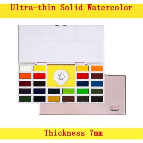 24 Colors Portable Travel Solid Pigment Watercolor Paints Set for Painting Art Supplies, Ultra-thin Experience