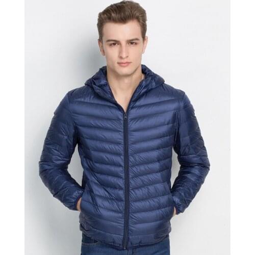 Hooded Casual Ultralight Mens Duck Down Jackets Autumn & Winter Coat Men Lightweight 90% Duck Down Jacket portable type