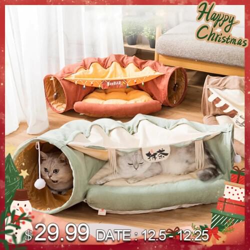 Foldable Cat Tunnel Toy Cat Channel Cat Nest Playable Sleepable Autumn and Winter Cat Bed to Keep Warm and Comfortable