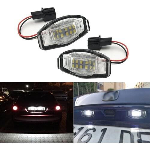 2pcs/set Canbus LED Number License Plate Light Lamp Error Free White 6500k for Acura RL TSX RDX Honda Civic Accord