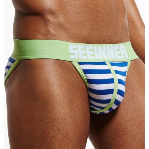New Sexy Cotton Stripe Briefs Men Underwear Mens Briefs Cuecas Masculina Homme Man Panties Size M-XL