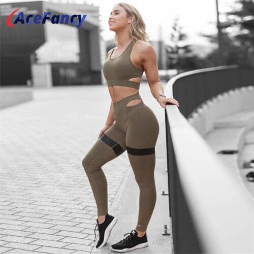 Acefancy Set Bra Leggings Women Sport Fitness Suit Female Seamless Tights Clothing Gym Sports Workout FT052 Tracksuit For Women