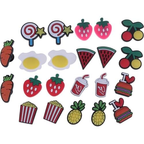 10pcs/Set Kids Gifts Girls Croc Ice Cream Shoes Buckle Fit For Garden Shoes Sandals PVC Novelty Bowties Food Shoes Decoration