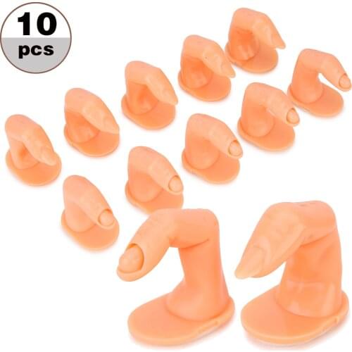 10Pcs Plastic Practice Fake Finger Nail Art Model Finger Tool DIY Acrylic UV Gel Manicure Nail Tools For Training