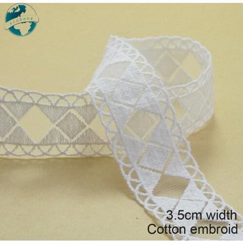 10yards 3.5cm white lace cotton embroidery lace french lace ribbon fabric guipure diy trims warp knitting sewing Accessories2882