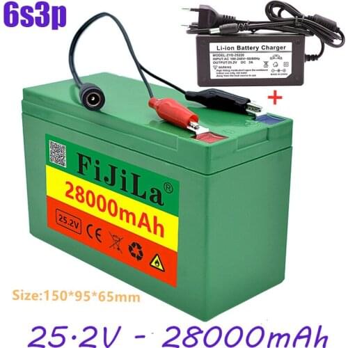 100% new 6s3p 18650 Battery Lithium Battery 25.2V 28000mAh Electric Bicycle Moped /Electric/Li ion Battery Pack with charger