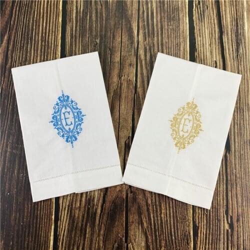 12 PCS Fashion Guest Towels (Letter-E) Monogrammed Tea Towel 14X22-inch Cleaning Cloth Guest Hand Dish Kitchen Bathroom Towel