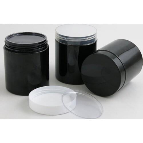 20 x Empty 250G Black PET Jars with Black White Plastic Screw Plastic Lids 250ml 8.33OZ Cream Container With PE Pad