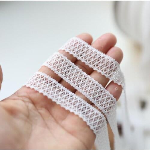 5 Meters Free shiping 16mm Width Milk White Embroidered Venise Elastic Lace Trim for Wedding Bridal and Garment Decoration