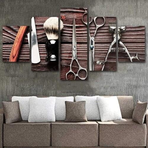 5pcs Canvas Pictures Wall Art Barber Hair Dressing Hair Painting Decoration Bathroom Living Room Bedroom Personalized Gallery