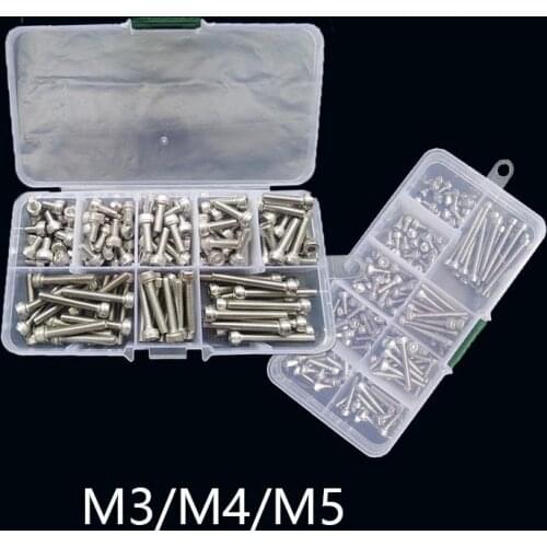 550pcs/180pcs/145/84pcs Six angle screw bolts the head of six angle screw stainless steel (M3 M4 M5)