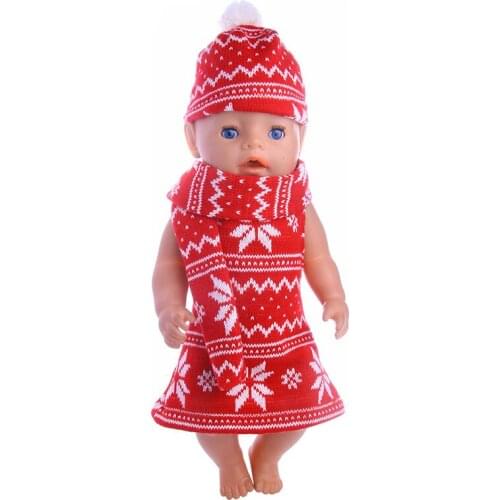 Doll Clothes Accessories Red Winter Sweater 3pcs Fit 18 Inch Doll & 43 Cm - Doll Clothes our Generati