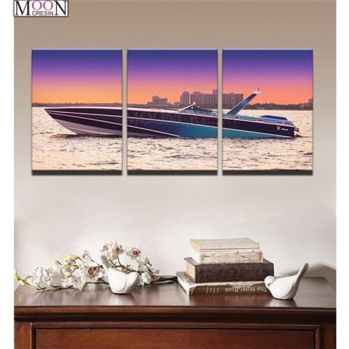 DIY Diamond Painting Cross Stitch Sunset Yacht Ship Boat Seascape Diamond Embroidery Square Full Drill Diamond Mosaic Decoration